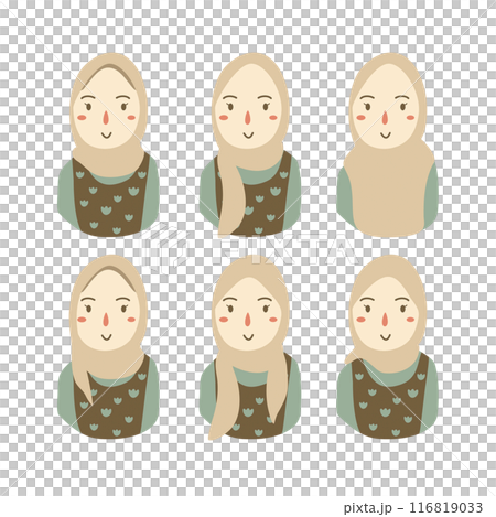 Set of woman wear hijab trendy style Set of woman wear hijab trendy style 116819033