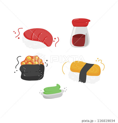 sushi cartoon hand draw illustration  sushi cartoon hand draw illustration  116819034