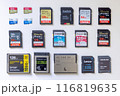 Calgary, Alberta, Canada. Jul 01, 2024. Several Secure Digital or SD Memory Cards for media storage, a proprietary, non-volatile, flash memory cards format for use in portable devices. 116819635