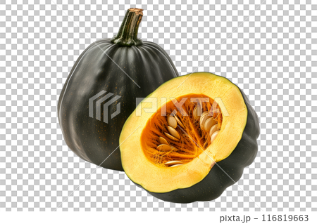 Acorn squash isolated on a white background, great for autumn themes and decorations. 116819663