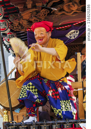 東京都　八王子まつり　山車辻合わせ　居囃子・ひょっとこの舞　関東屈指の山車祭り 116820286