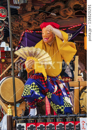 東京都　八王子まつり　山車辻合わせ　居囃子・ひょっとこの舞　関東屈指の山車祭り 116820291