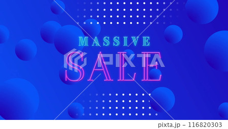 Image of massive sale text over blue shapes 116820303