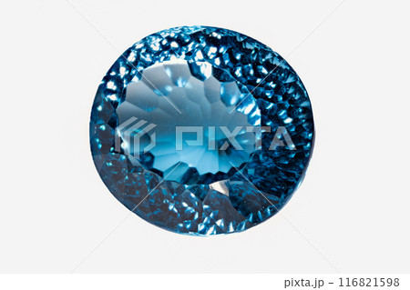 natural blue topaz gem on the isolated white background natural blue topaz gem on the isolated white background 116821598