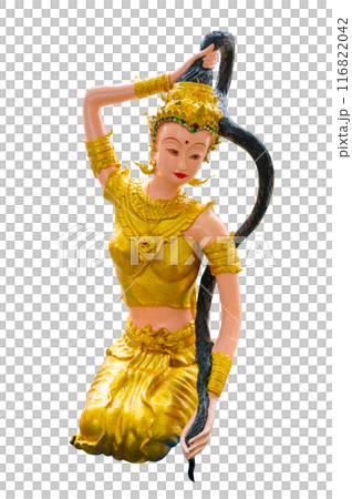 Phra Mae Thorani isolate Buddhist angel on transparent background PNG file 116822042