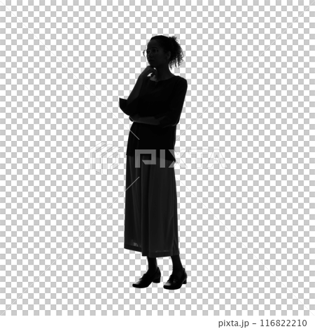外國女子剪影精準手工剪裁全身照片PNG透明背景 116822210