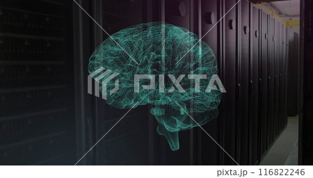 Image of ai data processing and brain over computer servers Image of ai data processing and brain over computer servers 116822246