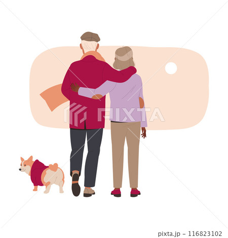 Loving Couple of Senior Man and Woman Character Together Vector Illustration 116823102