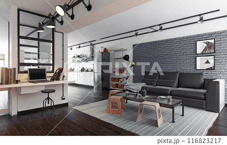 modern loft interior. modern loft interior. 116823217