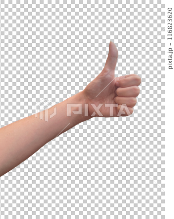Woman's left hand making a good sign Woman's left hand making a good sign 116823620