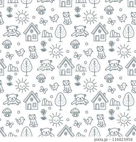 Vector Children's Seamless Pattern Kid Baby Print 116823958
