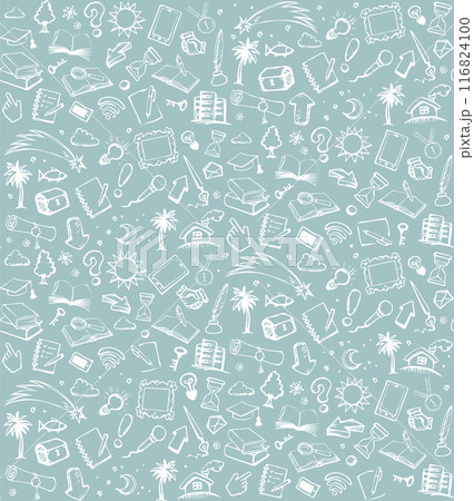 Vector background. Pattern of various icons Vector background. Pattern of various icons 116824100