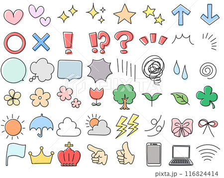 手描き風いろんな種類のアイコンセット 116824414