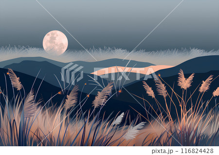 満月とススキ-1 116824428