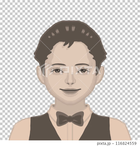 一個微笑的小男孩的彩色插圖（復古風格） 116824559