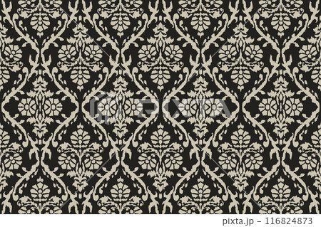 Ikat tribal Indian seamless pattern. Ethnic Aztec fabric carpet mandala ornament native boho chevron textile.Geometric African American oriental traditional vector illustrations. Embroidery style. 116824873