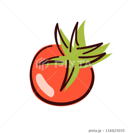 Tomato icon in flat style. Simple design for store and menu. Vector illustration isolated on a white background. Tomato icon in flat style. Simple design for store and menu. Vector illustration isolated on a white background. 116825035