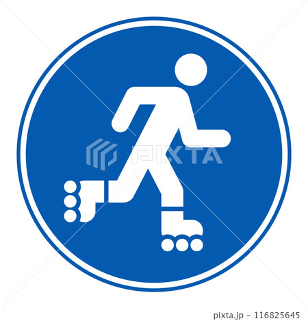 Roller skate icon, inline skating symbol, road sign 116825645