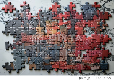 Colorful puzzle pieces forming an abstract...のイラスト素材 [116…