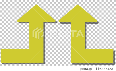 90 degree bend arrow (yellow set) (with shadow) 116827328