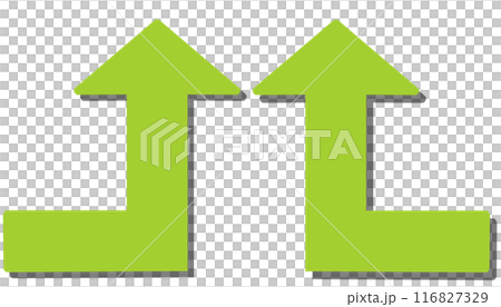 90 degree bend arrow (yellow-green set) (with shadow) 116827329