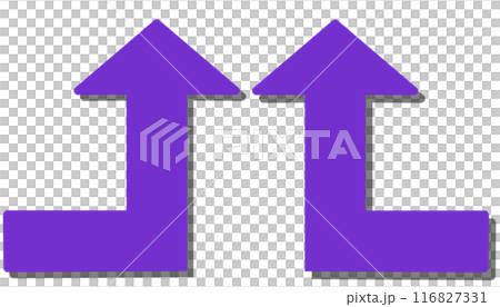 90 degree bend arrow (purple set) (with shadow) 116827331