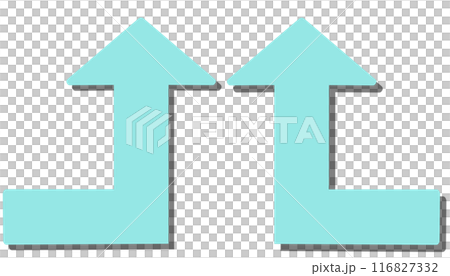 90度に曲がる矢印(水色セット)(影あり) 90度に曲がる矢印(水色セット)(影あり) 116827332