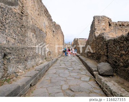 ポンペイの遺跡を歩く人 (イタリア) ポンペイの遺跡を歩く人 (イタリア) 116827355