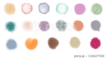 Vector set of various textured rounded shapes. Colorful paint strokes Vector set of various textured rounded shapes. Colorful paint strokes 116827500