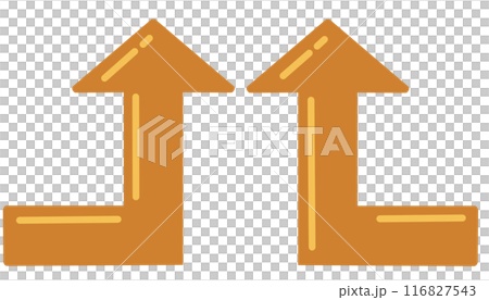 90 degree bend arrow (orange set) (with reflection) 116827543