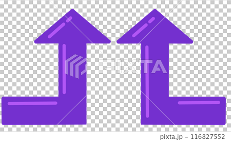 90 degree bend arrow (purple set) (with reflection) 116827552