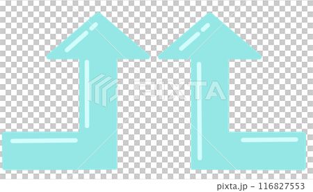 90 degree bend arrow (light blue set) (with reflection) 116827553