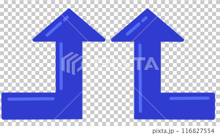 90 degree bend arrow (blue set) (with reflection) 116827554