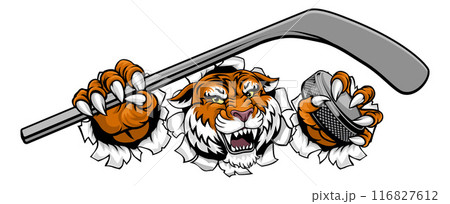 Tiger Ice Hockey Team Sports Cartoon Mascot 116827612
