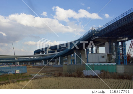 横浜市栄区　田谷の景色　横浜湘南道路田谷線　高速道路工事 116827791