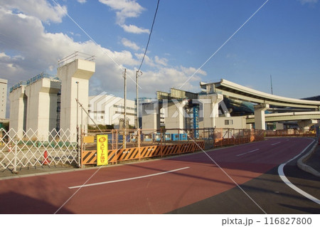 横浜市栄区　田谷の景色　横浜湘南道路田谷線　高速道路工事 116827800