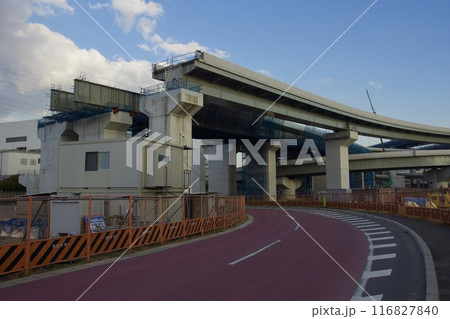 横浜市栄区　田谷の景色　横浜湘南道路田谷線　高速道路工事 116827840