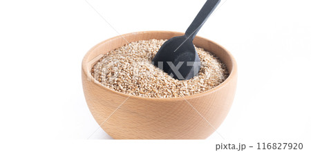 Rolled oats, healthy breakfast cereal oat flakes in bowl isolated on white background. Rolled oats, healthy breakfast cereal oat flakes in bowl isolated on white background. 116827920