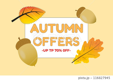 Autumn Sale Banner with Leaves and Acorns 116827945