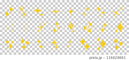 可愛的閃光/星形圖示設定為黃色、金色、橙色 116828661