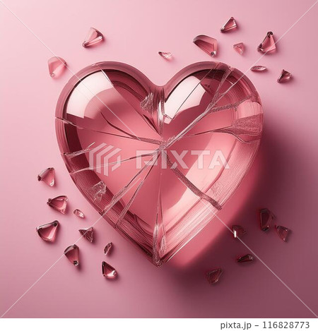 傷ついたピンクのガラスのハートのイラスト素材 [116828773] - PIXTA