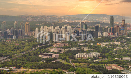 Aerial view of Istanbul's cityscape with skyscrapers and green spaces, taken from a Istanbul Sapphire skyscraper Aerial view of Istanbul's cityscape with skyscrapers and green spaces, taken from a Istanbul Sapphire skyscraper 116830068