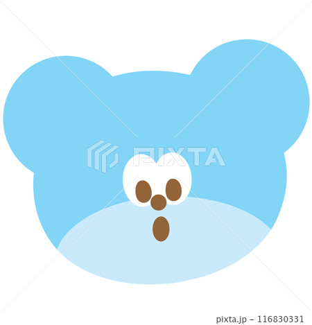 Teddy bear with shocking expression for cartoon, character, comic, mascot, cute patches, plush toy, doll, brooch, animal, shirt print, zoo, kid, toddler, baby, children, logo, icon, post card, emotion 116830331