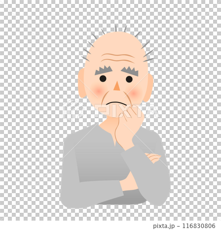 An old man resting his chin on his hand and thinking An old man resting his chin on his hand and thinking 116830806