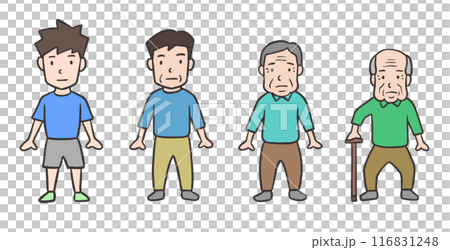 年代別の男性、加齢と老化のイメージ 116831248