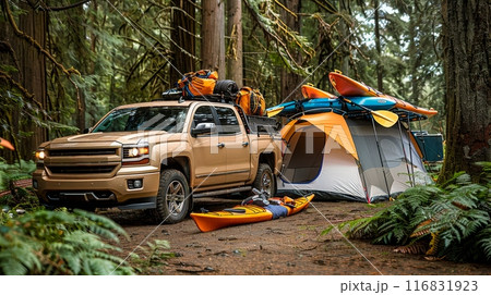 Family SUV on a Camping Trip Family SUV on a Camping Trip 116831923