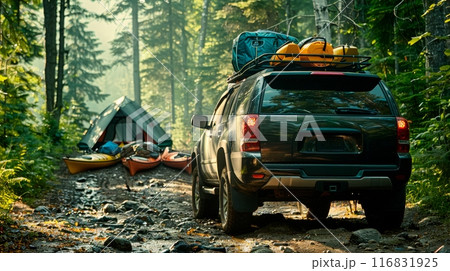 Family SUV on a Camping Trip Family SUV on a Camping Trip 116831925