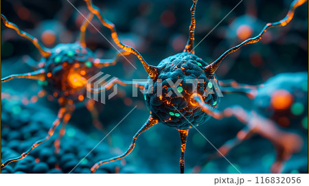 Microscopic View of a Neurone With Dendrites. Generative AI 116832056