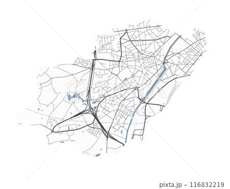 Map of Anderlecht, Belgium. Detailed city map, metropolitan area. 116832219