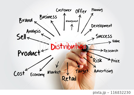 Distribution mind map flowchart, business concept for presentations and reports with marker 116832230